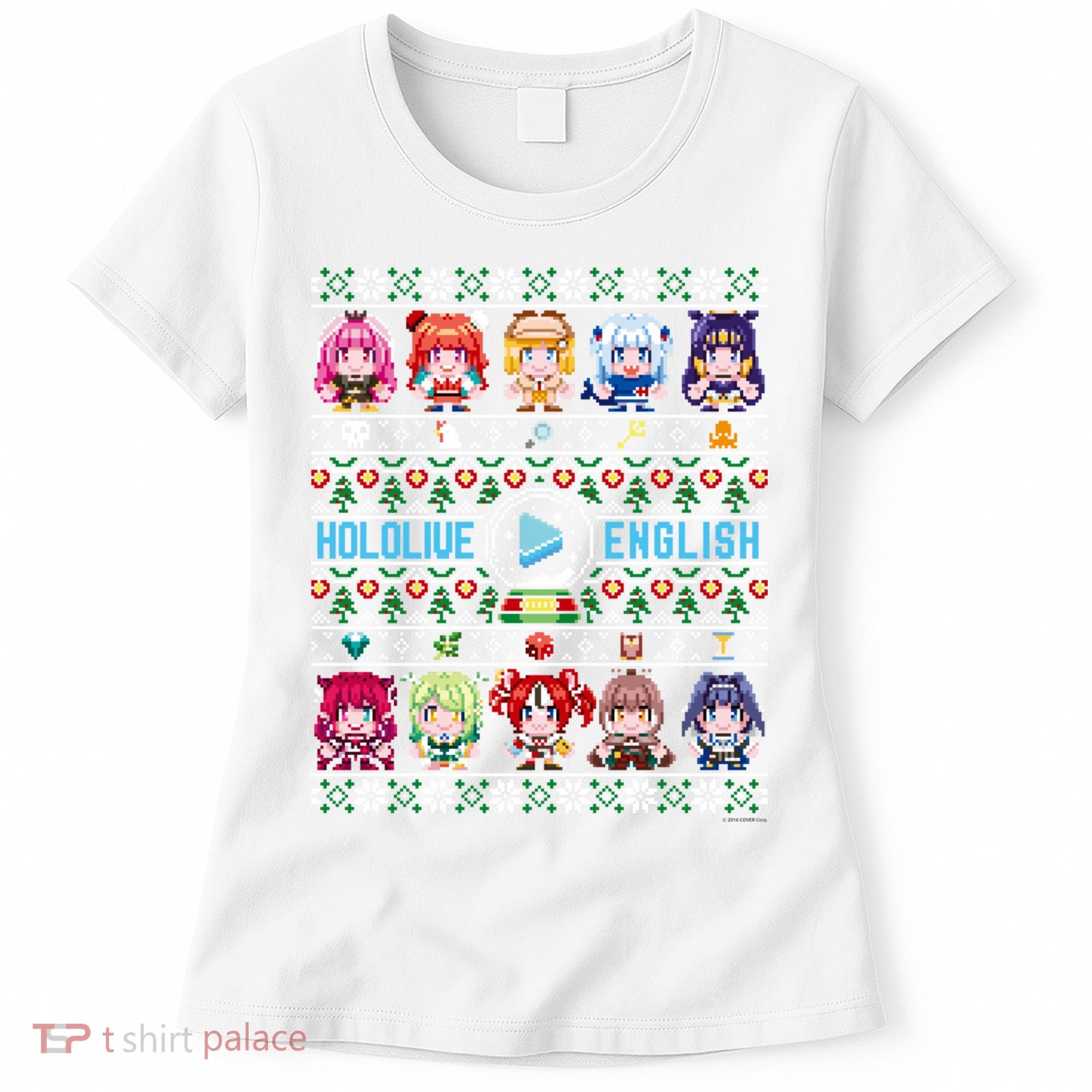 Hololive English Ugly Christmas Sweater (Gray) Women's T-Shirt