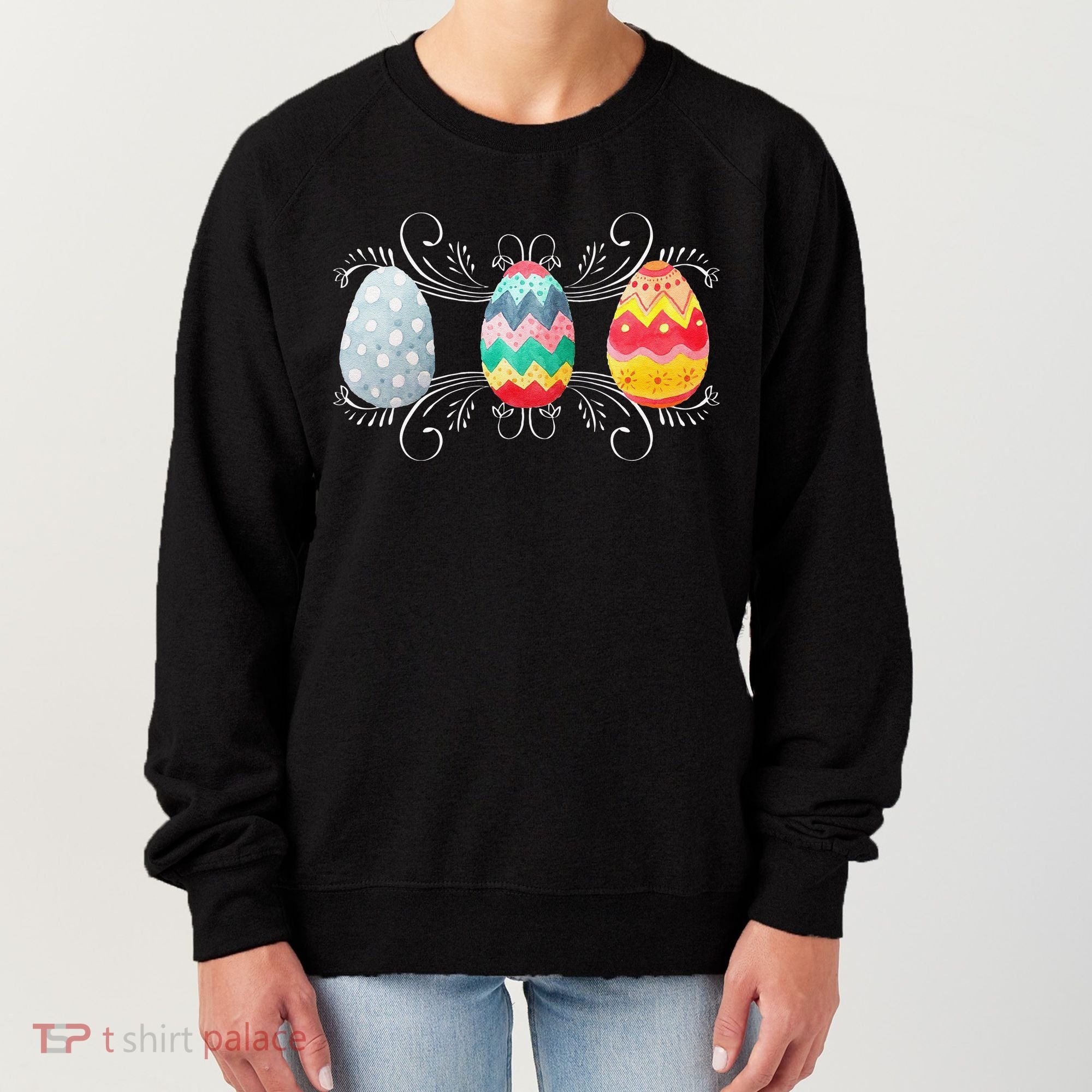 Happy Easter With Decorated Easter Eggs Women's Sweatshirt