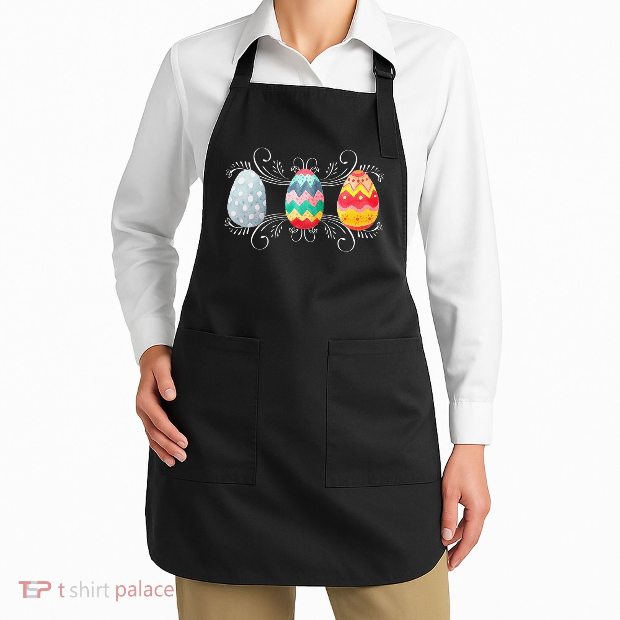 Happy Easter With Decorated Easter Eggs Apron