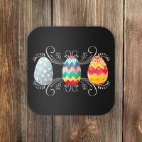 Happy Easter With Decorated Easter Eggs Coaster thumb 0