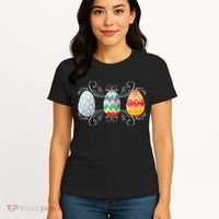 Happy Easter With Decorated Easter Eggs Women's T-Shirt thumb 4