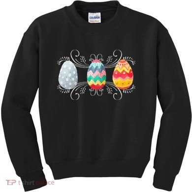 Happy Easter With Decorated Easter Eggs Kids Sweatshirt