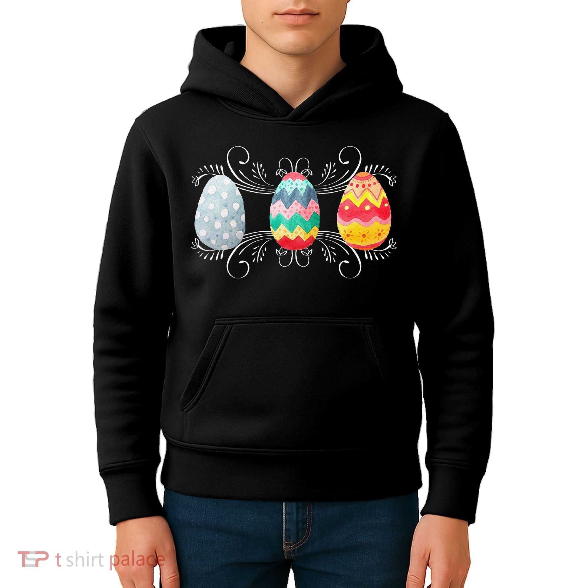Happy Easter With Decorated Easter Eggs Kids Hoodie