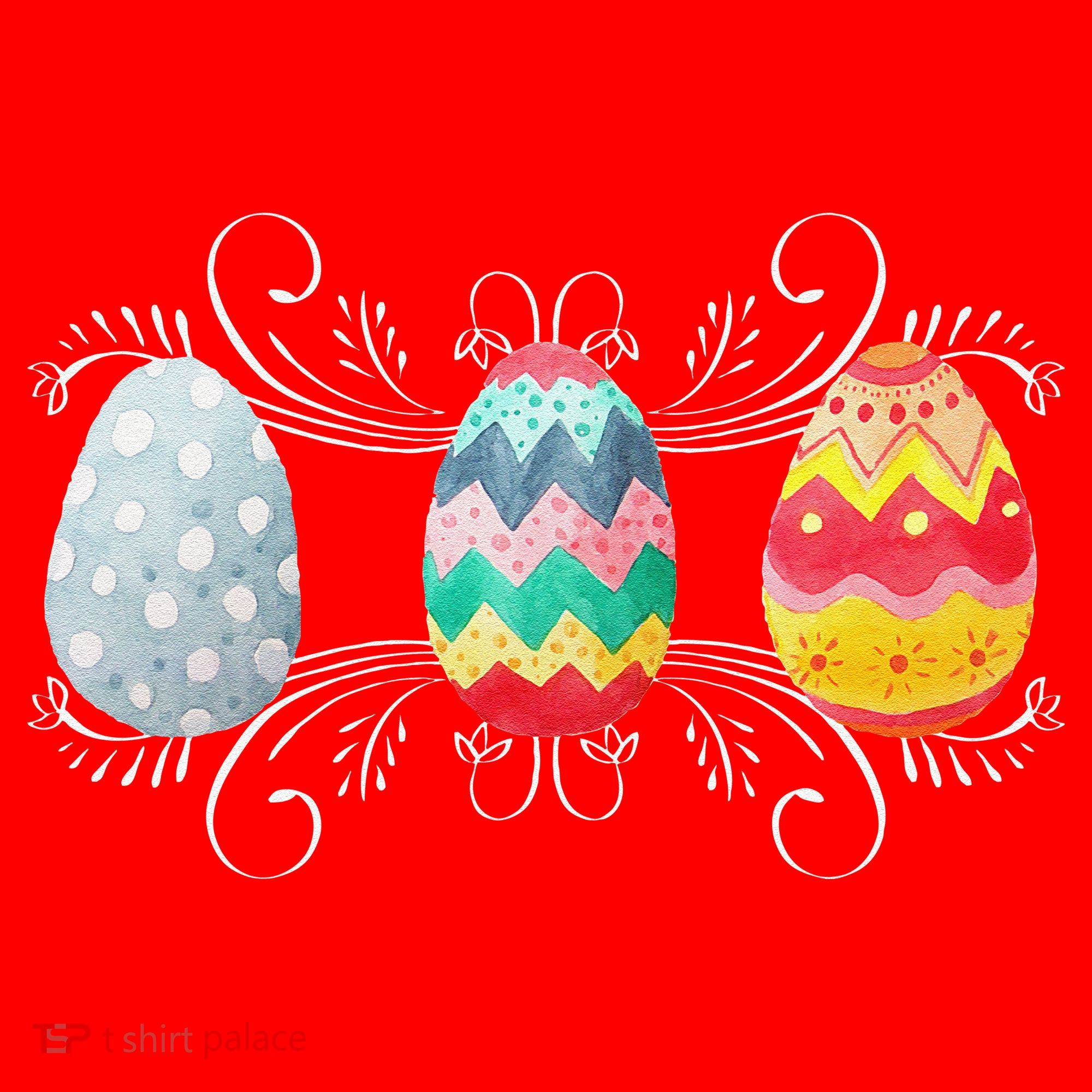 Happy Easter With Decorated Easter Eggs Santa Hat