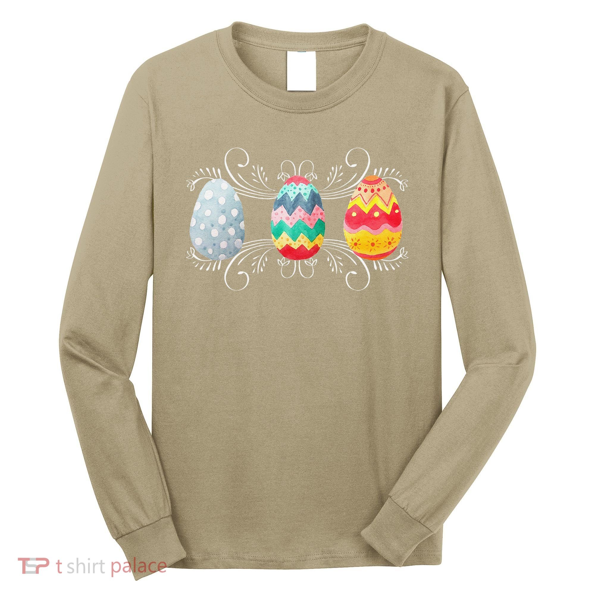 Happy Easter With Decorated Easter Eggs Long Sleeve Shirt