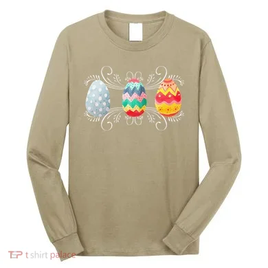 Happy Easter With Decorated Easter Eggs Long Sleeve Shirt