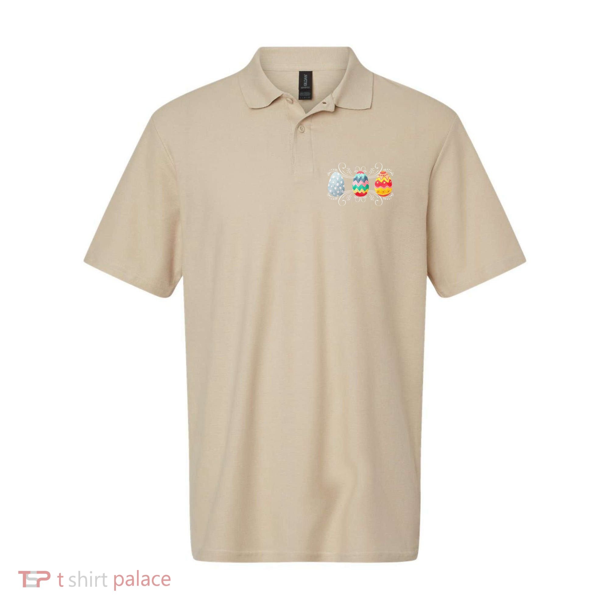 Happy Easter With Decorated Easter Eggs Polo