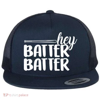 Hey Batter Batter Flat Bill Trucker Hat