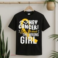 Hey Cancer You Picked The Wrong Girl T-Shirt thumb 2