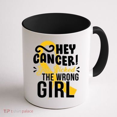 Hey Cancer You Picked The Wrong Girl Coffee Mug back