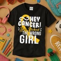 Hey Cancer You Picked The Wrong Girl Kids T-Shirt thumb 3