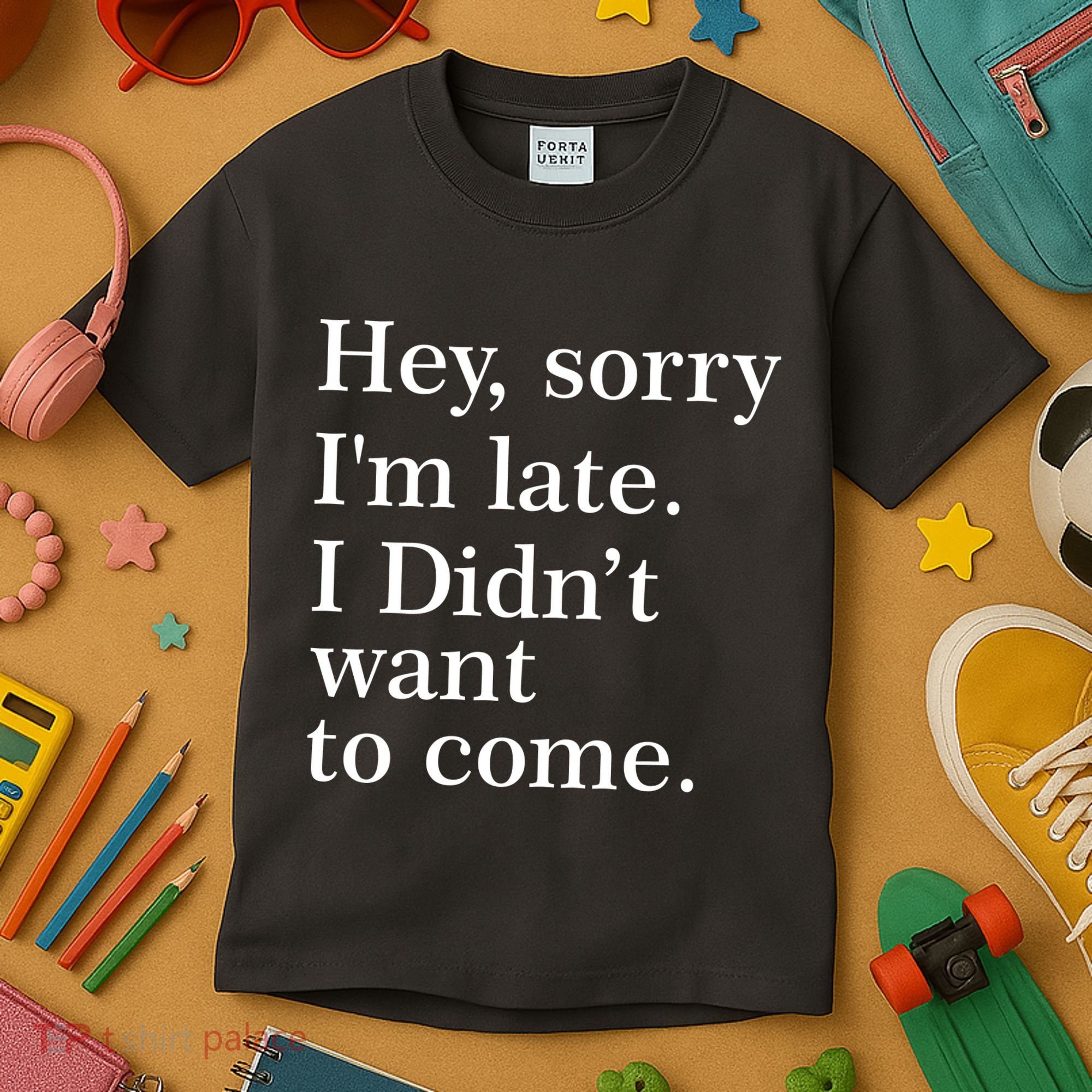Hey, Sorry I'm Late. I Didn't Want To Come. Kids T-Shirt
