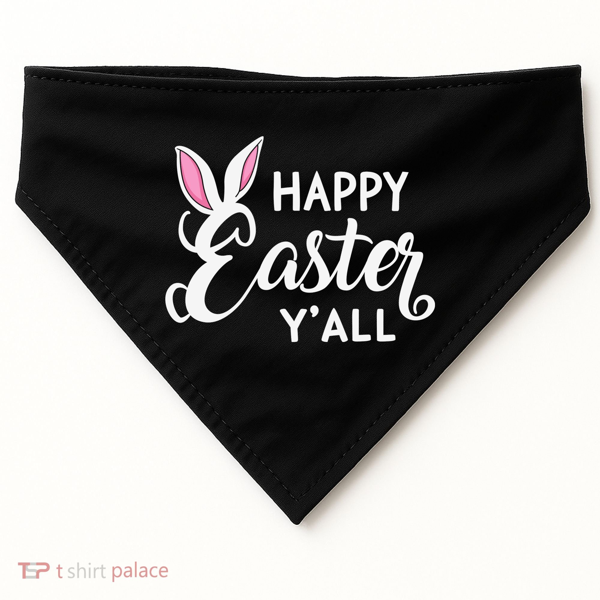 Happy Easter Y’all Easter Day Ears Bunny Girl Women USA-Made Doggie Bandana