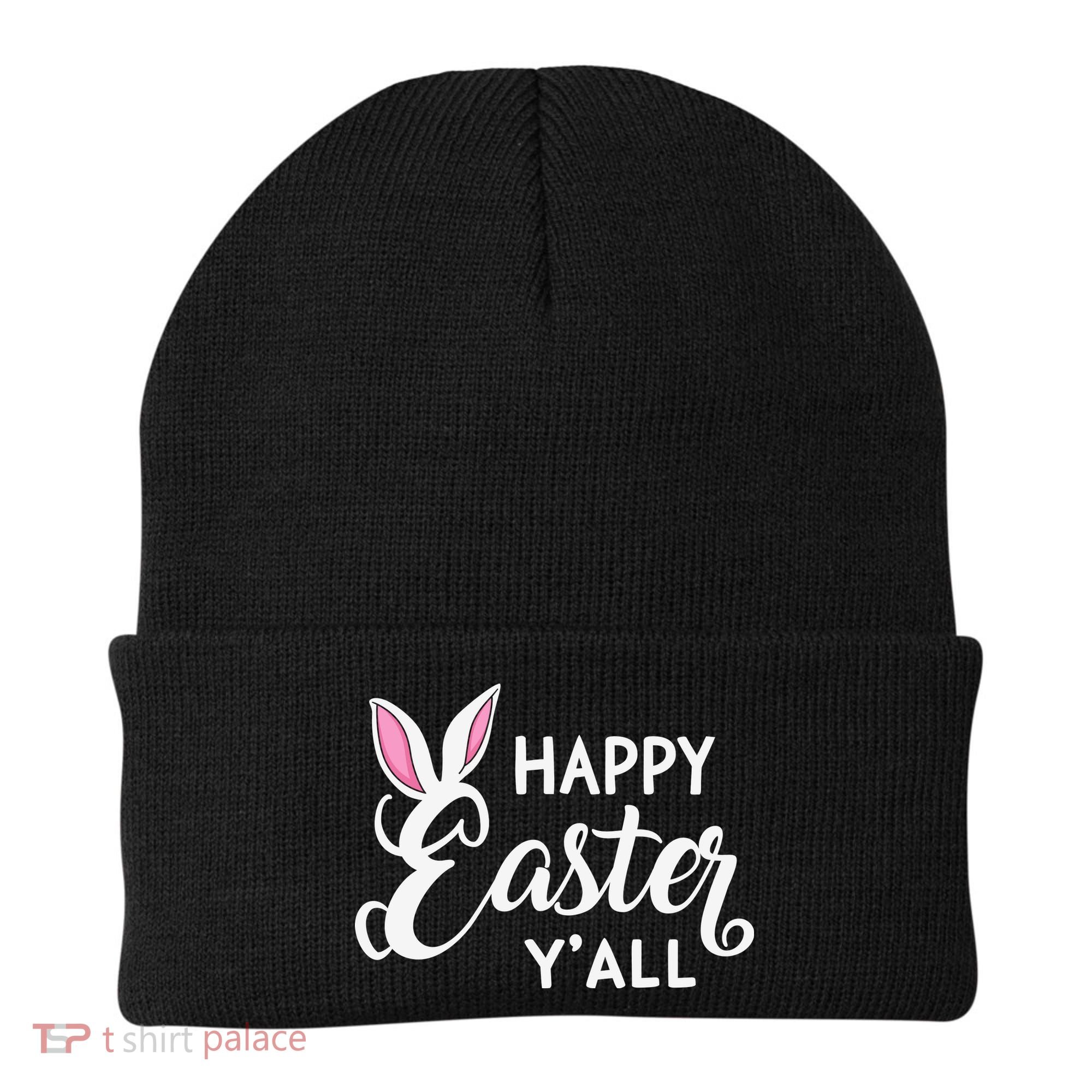Happy Easter Y’all Easter Day Ears Bunny Girl Women Beanie