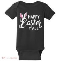 Happy Easter Y’all Easter Day Ears Bunny Girl Women Baby Bodysuit thumb 0