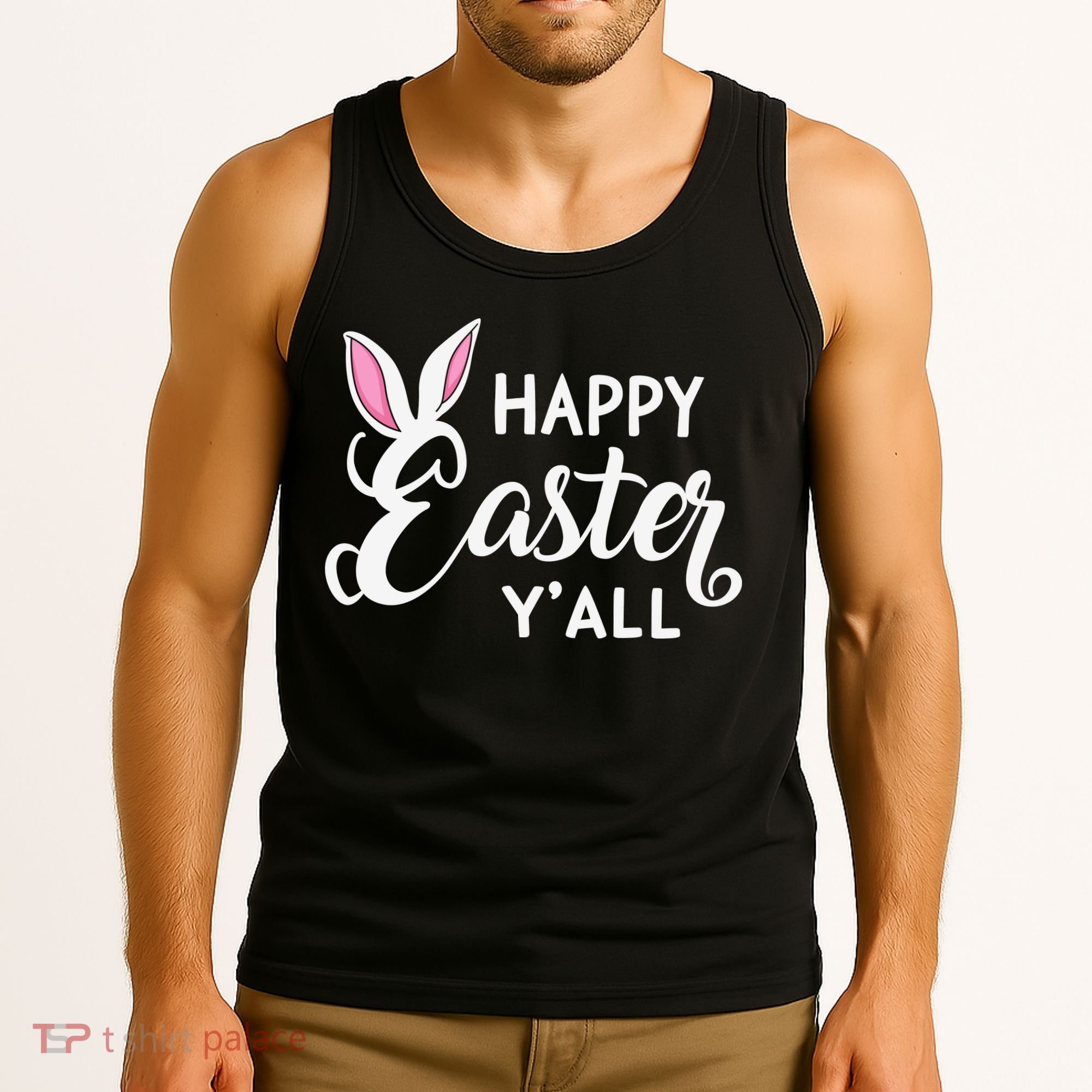 Happy Easter Y’all Easter Day Ears Bunny Girl Women Tank Top