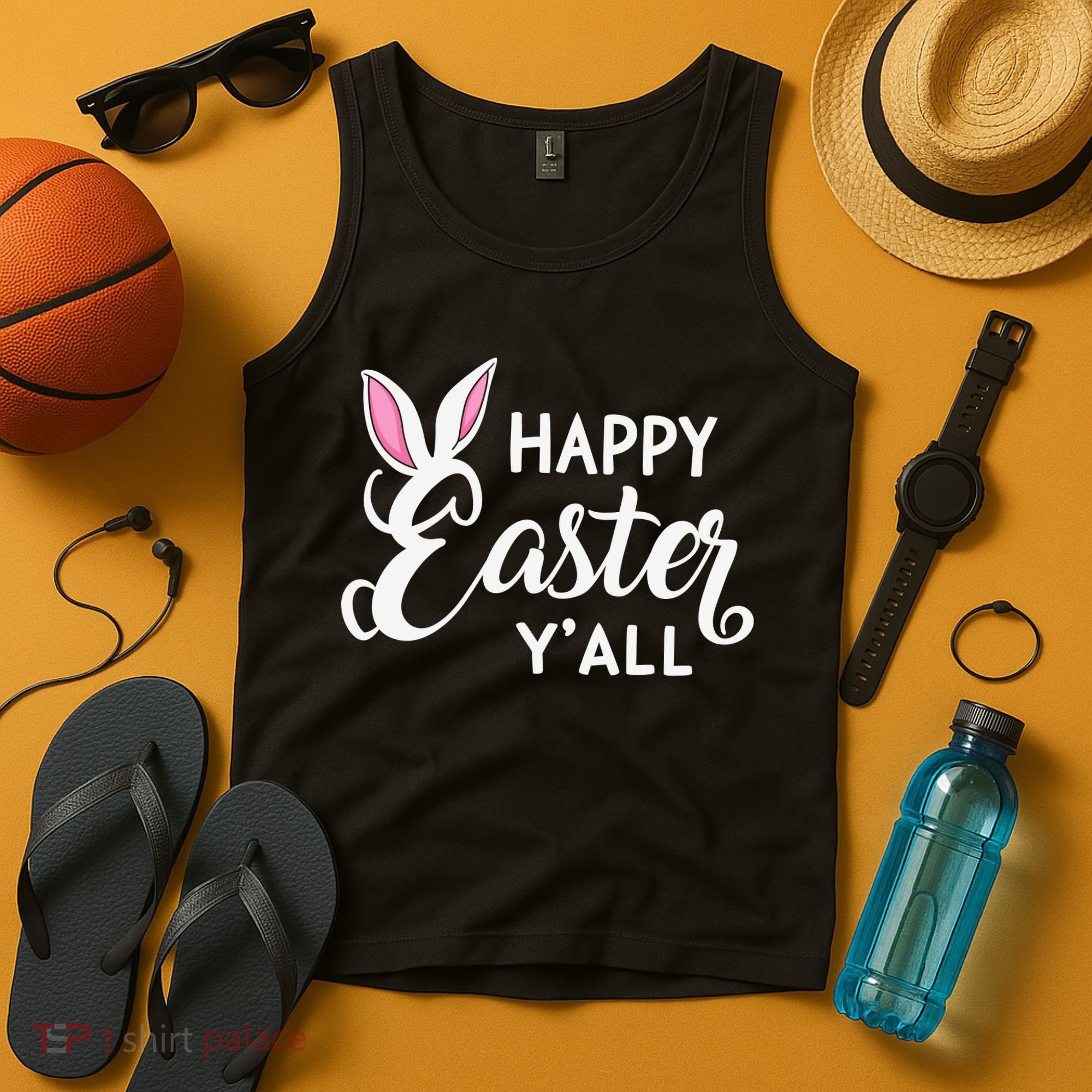 Happy Easter Y’all Easter Day Ears Bunny Girl Women Tank Top