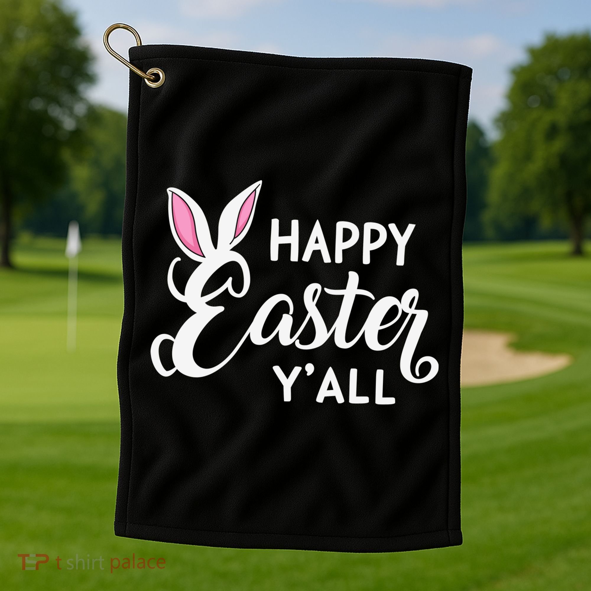 Happy Easter Y’all Easter Day Ears Bunny Girl Women Golf Towel