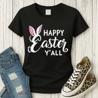 Happy Easter Y’all Easter Day Ears Bunny Girl Women Women's T-Shirt thumb 3