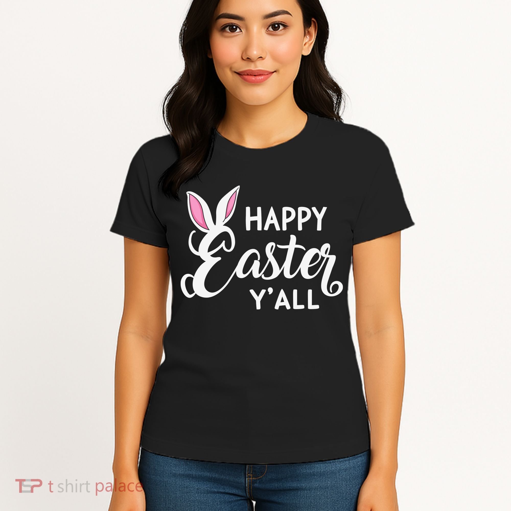Happy Easter Y’all Easter Day Ears Bunny Girl Women Women's T-Shirt