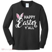 Happy Easter Y’all Easter Day Ears Bunny Girl Women Kids Long Sleeve Shirt thumb 0