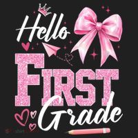 Hello First 1st Grade First Day Of School Coquette Teacher Women's Sweatshirt thumb 2