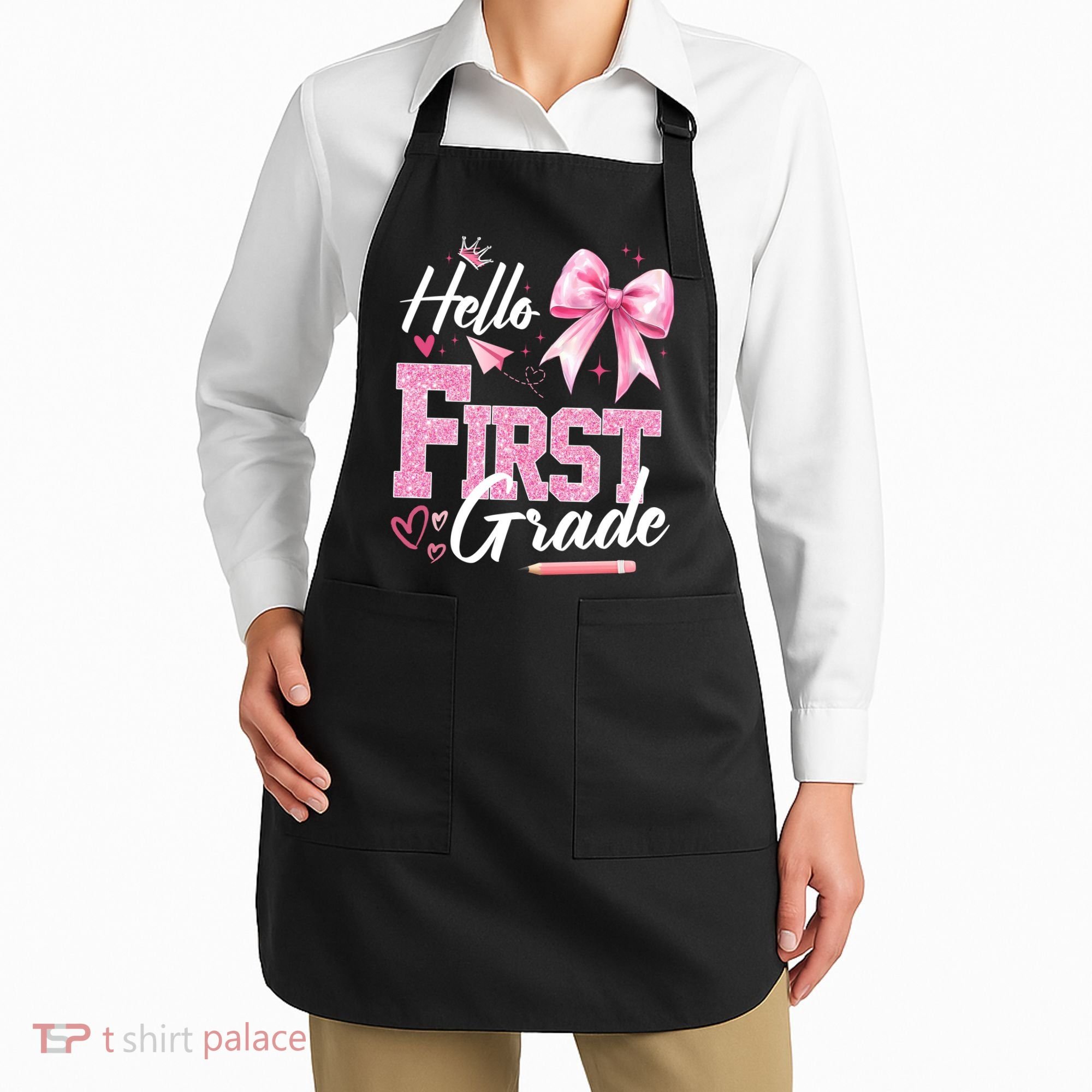 Hello First 1st Grade First Day Of School Coquette Teacher Apron