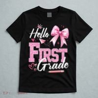 Hello First 1st Grade First Day Of School Coquette Teacher T-Shirt thumb 5