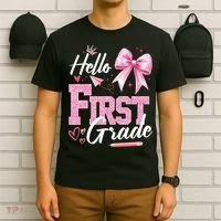 Hello First 1st Grade First Day Of School Coquette Teacher T-Shirt thumb 6