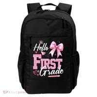 Hello First 1st Grade First Day Of School Coquette Teacher Backpack thumb 0
