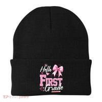 Hello First 1st Grade First Day Of School Coquette Teacher Beanie thumb 0