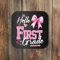Hello First 1st Grade First Day Of School Coquette Teacher Coaster thumb 0
