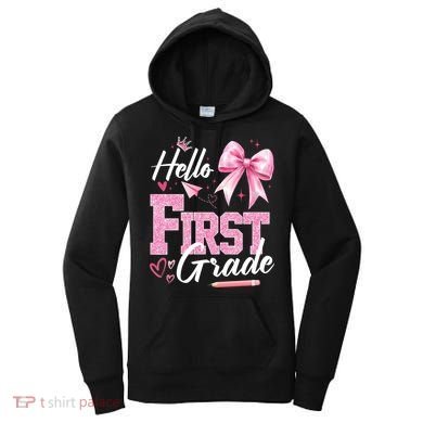 Hello First 1st Grade First Day Of School Coquette Teacher Women's Hoodie