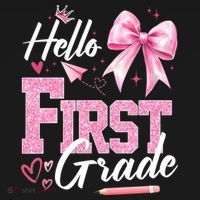 Hello First 1st Grade First Day Of School Coquette Teacher Women's Hoodie thumb 2