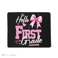 Hello First 1st Grade First Day Of School Coquette Teacher Mousepad thumb 0