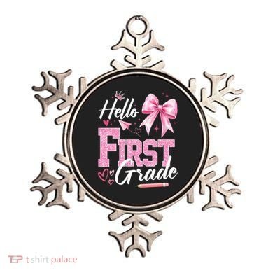 Hello First 1st Grade First Day Of School Coquette Teacher Ornament