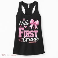 Hello First 1st Grade First Day Of School Coquette Teacher Women's Tank Top thumb 0