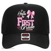 Hello First 1st Grade First Day Of School Coquette Teacher Hat thumb 0