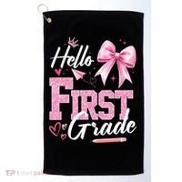 Hello First 1st Grade First Day Of School Coquette Teacher Golf Towel thumb 0
