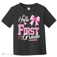 Hello First 1st Grade First Day Of School Coquette Teacher Toddler T-Shirt thumb 0