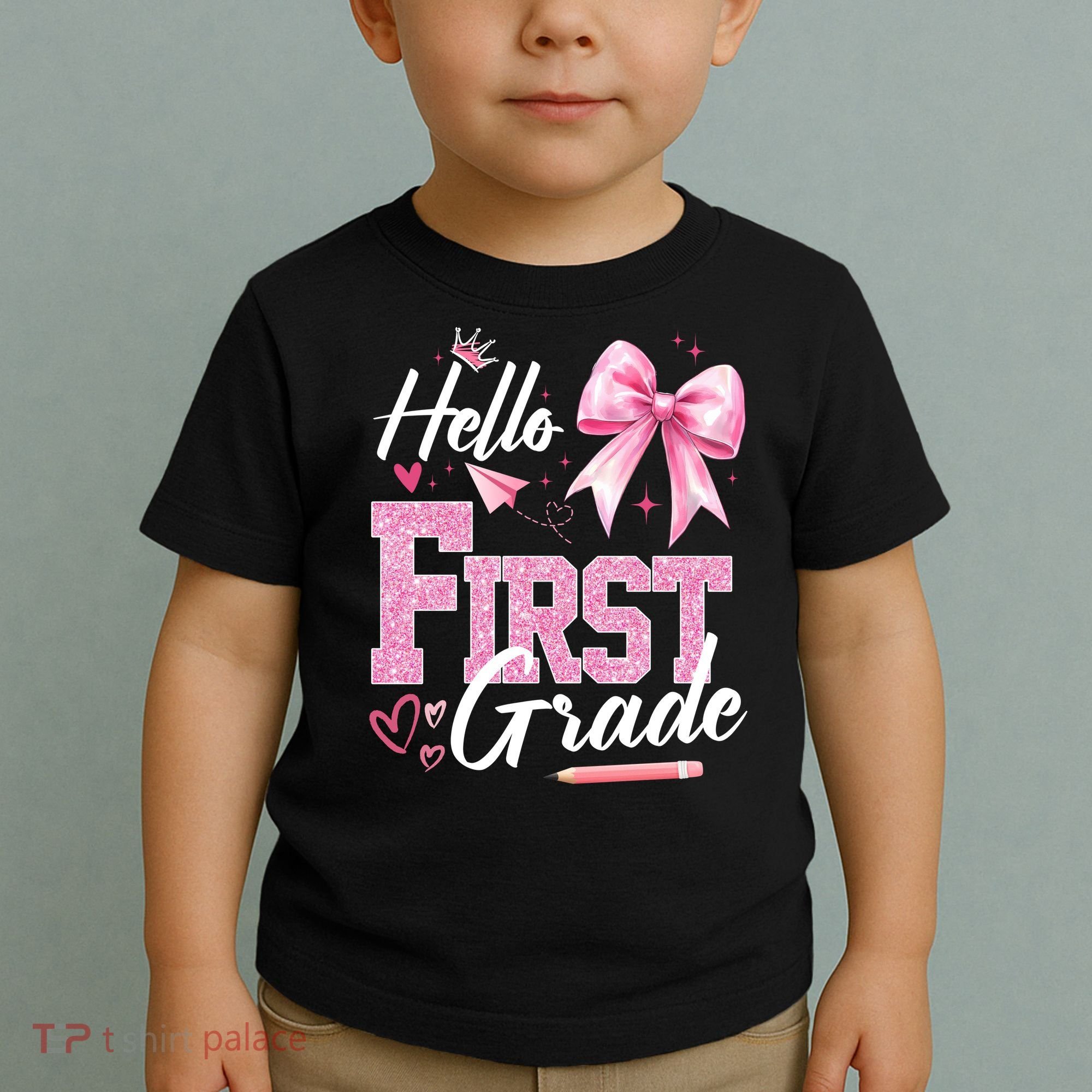 Hello First 1st Grade First Day Of School Coquette Teacher Toddler T-Shirt