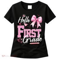 Hello First 1st Grade First Day Of School Coquette Teacher Women's T-Shirt thumb 0