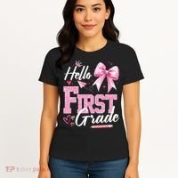 Hello First 1st Grade First Day Of School Coquette Teacher Women's T-Shirt thumb 4