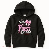 Hello First 1st Grade First Day Of School Coquette Teacher Kids Hoodie thumb 0