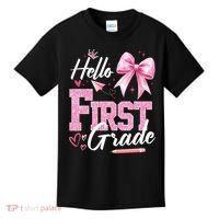 Hello First 1st Grade First Day Of School Coquette Teacher Kids T-Shirt thumb 0