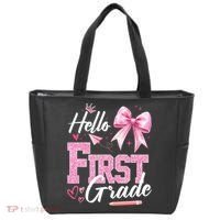 Hello First 1st Grade First Day Of School Coquette Teacher Tote Bag thumb 0
