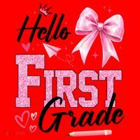 Hello First 1st Grade First Day Of School Coquette Teacher Santa Hat thumb 1