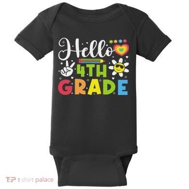 Hello Fourth 4th Grade Happy First Day Of School Baby Bodysuit