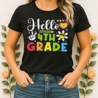 Hello Fourth 4th Grade Happy First Day Of School Women's T-Shirt thumb 2