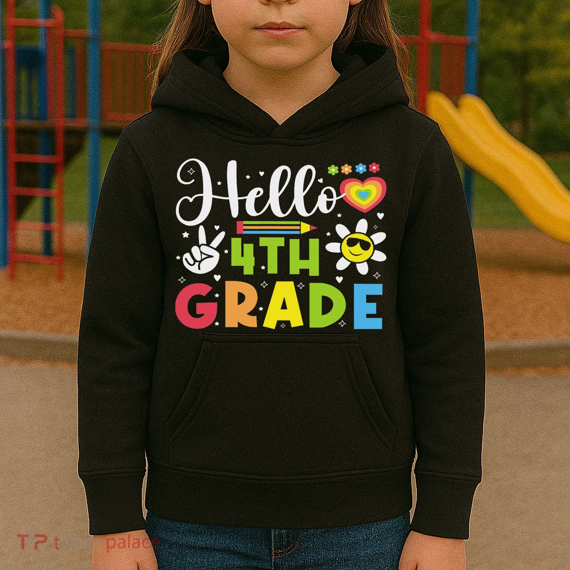 Hello Fourth 4th Grade Happy First Day Of School Kids Hoodie